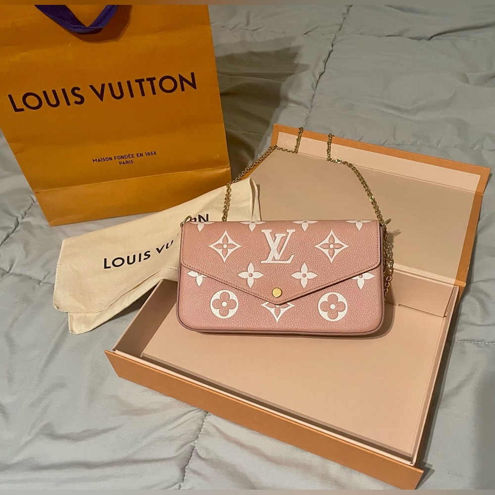 SOLD LV Rose Trianon/Cream Empreinte Monogram Felicie Pochette Crossbody